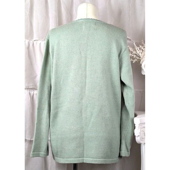 Storybook Knits Vintage Floral Cardigan Sweater Ramie Cotton Size Medium - Picture 5 of 8